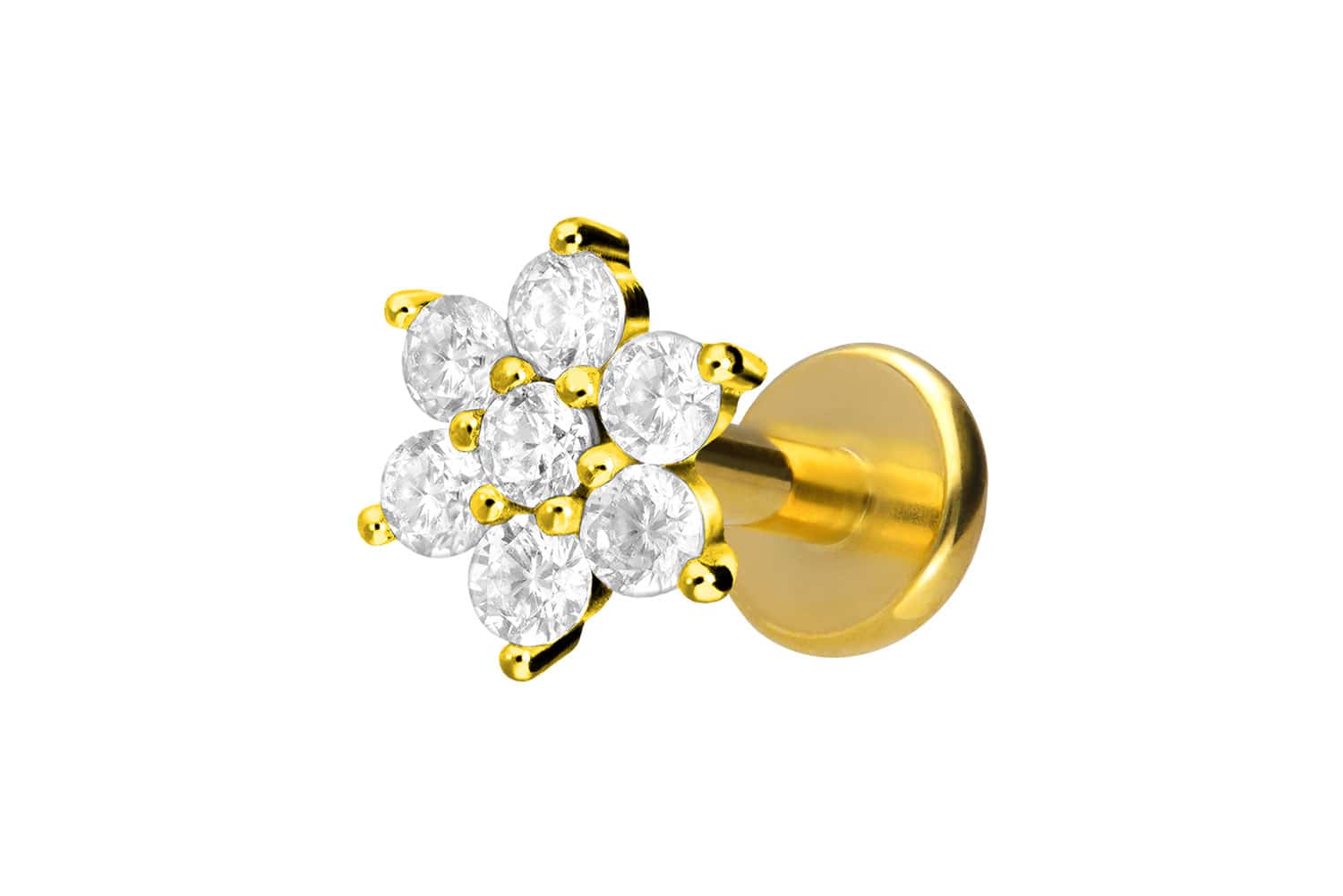 Titan Labret mit Innengewinde KRISTALLBLUME